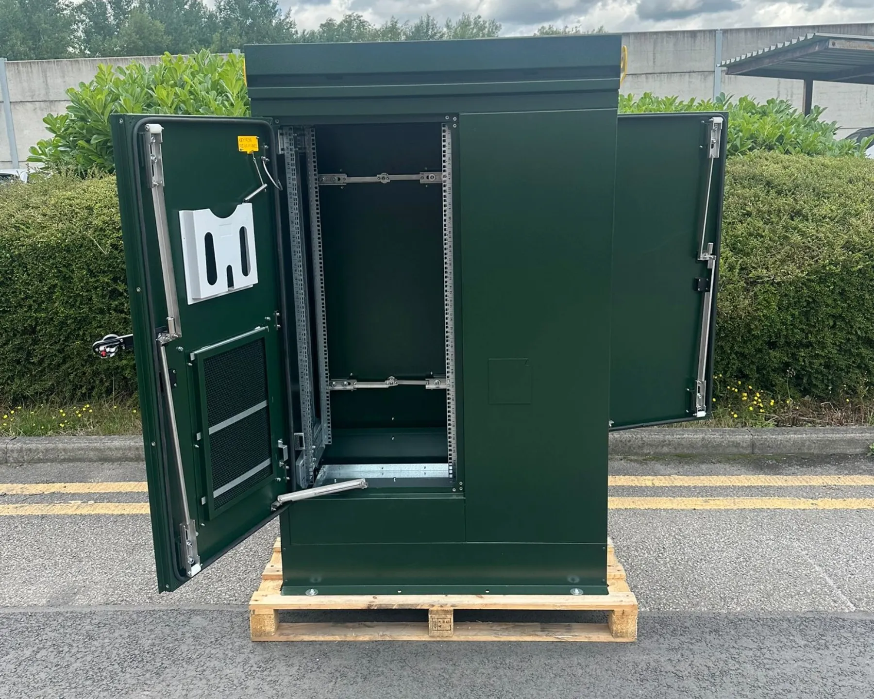 A green telecoms cabinet